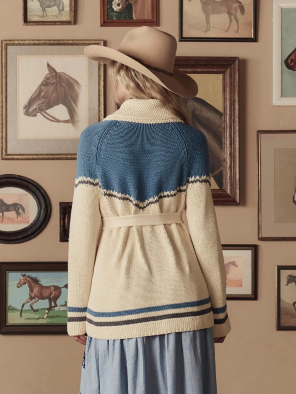 The Western Riding Cardigan Sweater ~ Robin Blue - Picture 3 of 5